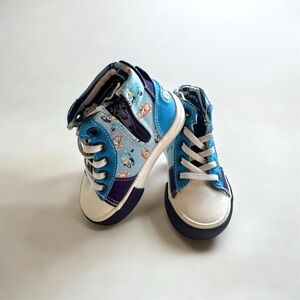 Bluey Zip Up High Top Toddler Sneakers Blue and White Pre Owned